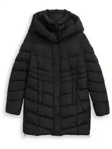 Damen Steppmantel mit Kapuze Schwarz