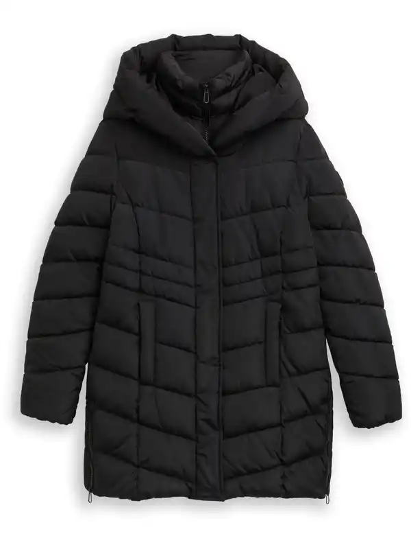 Bild 1 von Damen Steppmantel mit Kapuze Schwarz