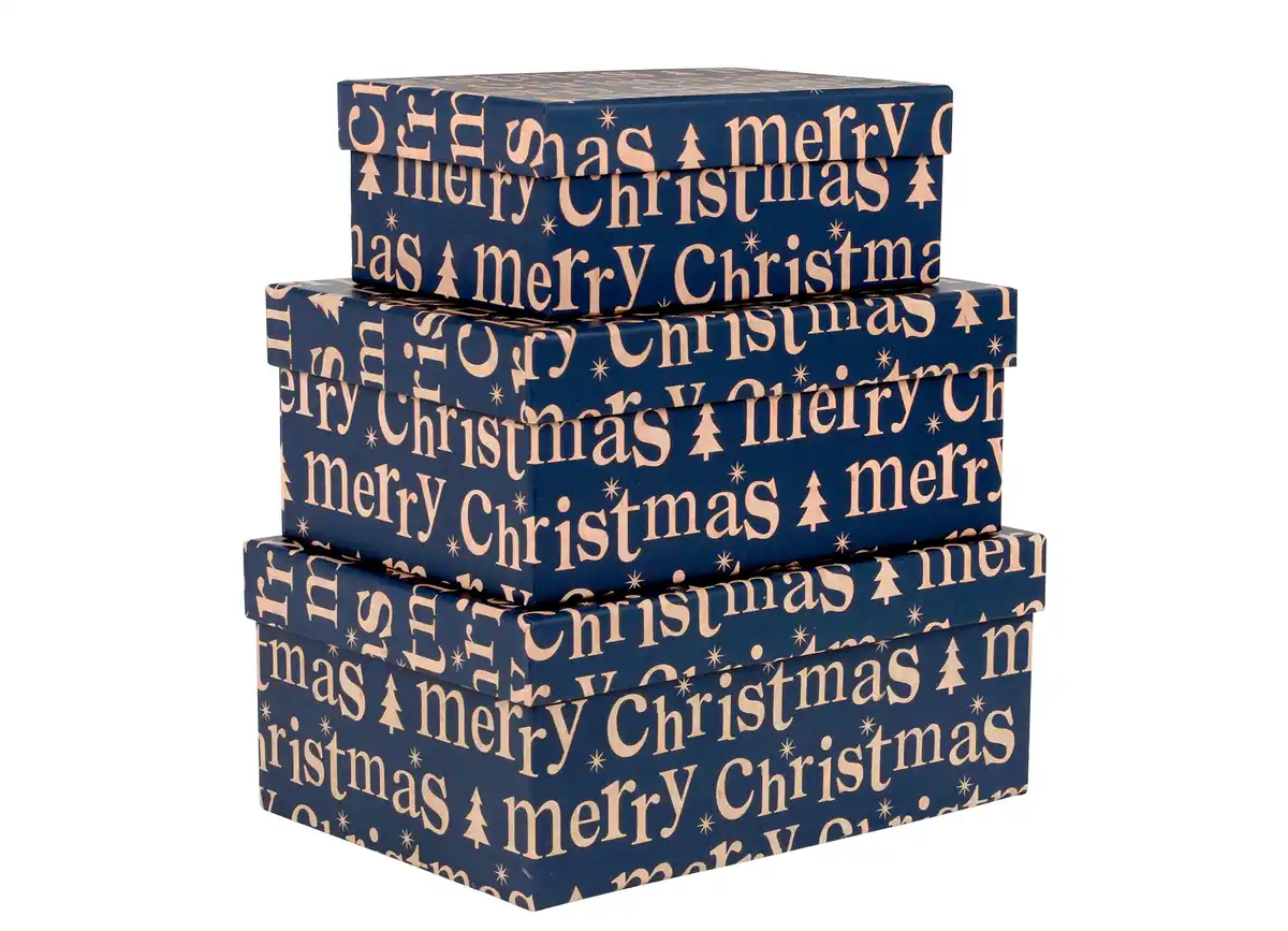 Bild 1 von 3-teiliges Set Weihnachts-Dekoboxen Merry