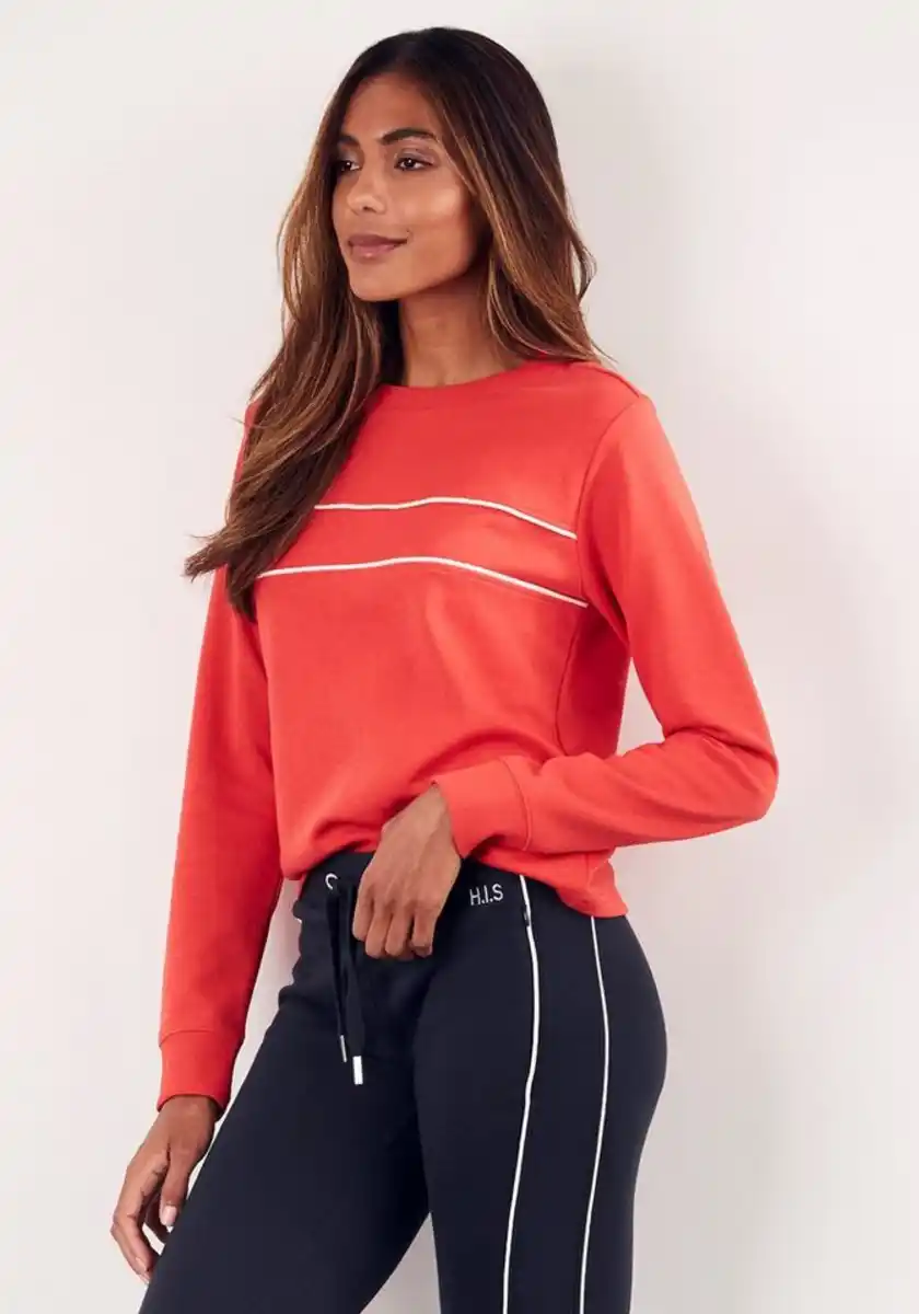 Bild 1 von H.I.S Sweatshirt mit Piping auf der Brust, Loungeanzug, Rot