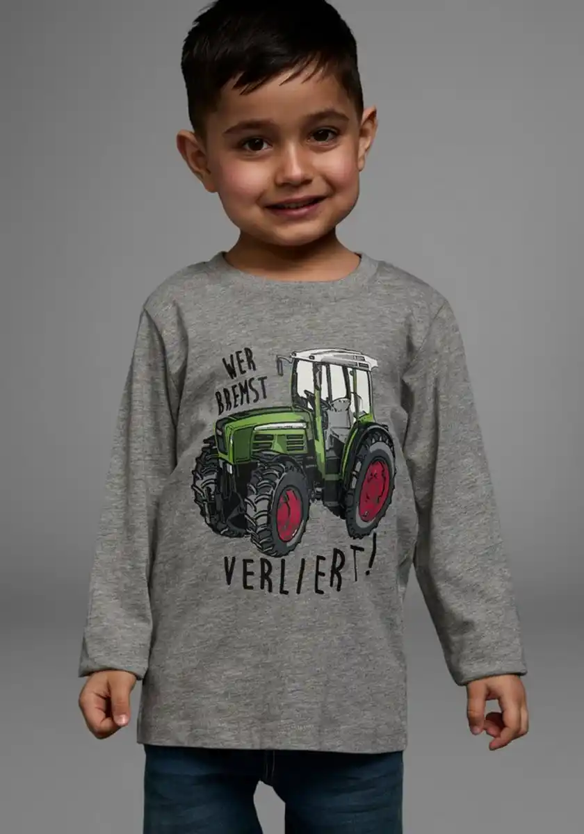 Bild 1 von KIDSWORLD Langarmshirt WER BREMST, VERLIERT! Spruch, Grau