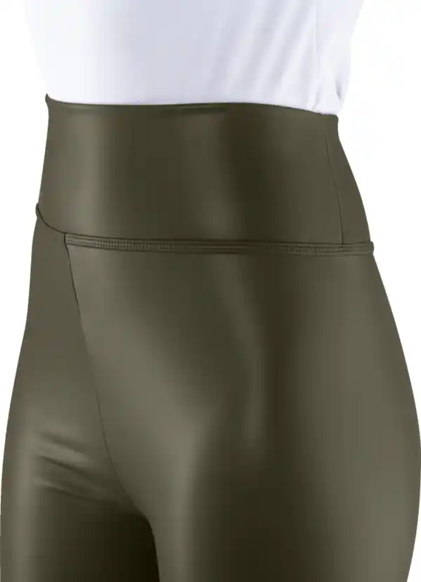 Bild 2 von IDEENWELT Lederoptik-Leggings olivgrün Gr. XL