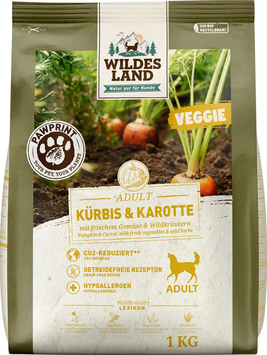 Bild 1 von Wildes Land Hundefutter Veggie Kürbis & Karotte, 1.000 g