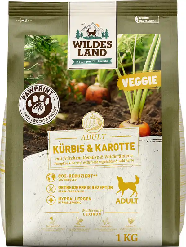 Bild 1 von Wildes Land Hundefutter Veggie Kürbis & Karotte, 1.000 g