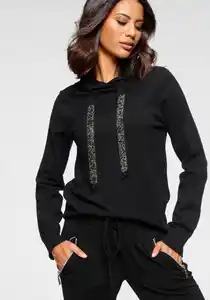 Laura Scott Strickpullover mit Kapuze und Glitzerband