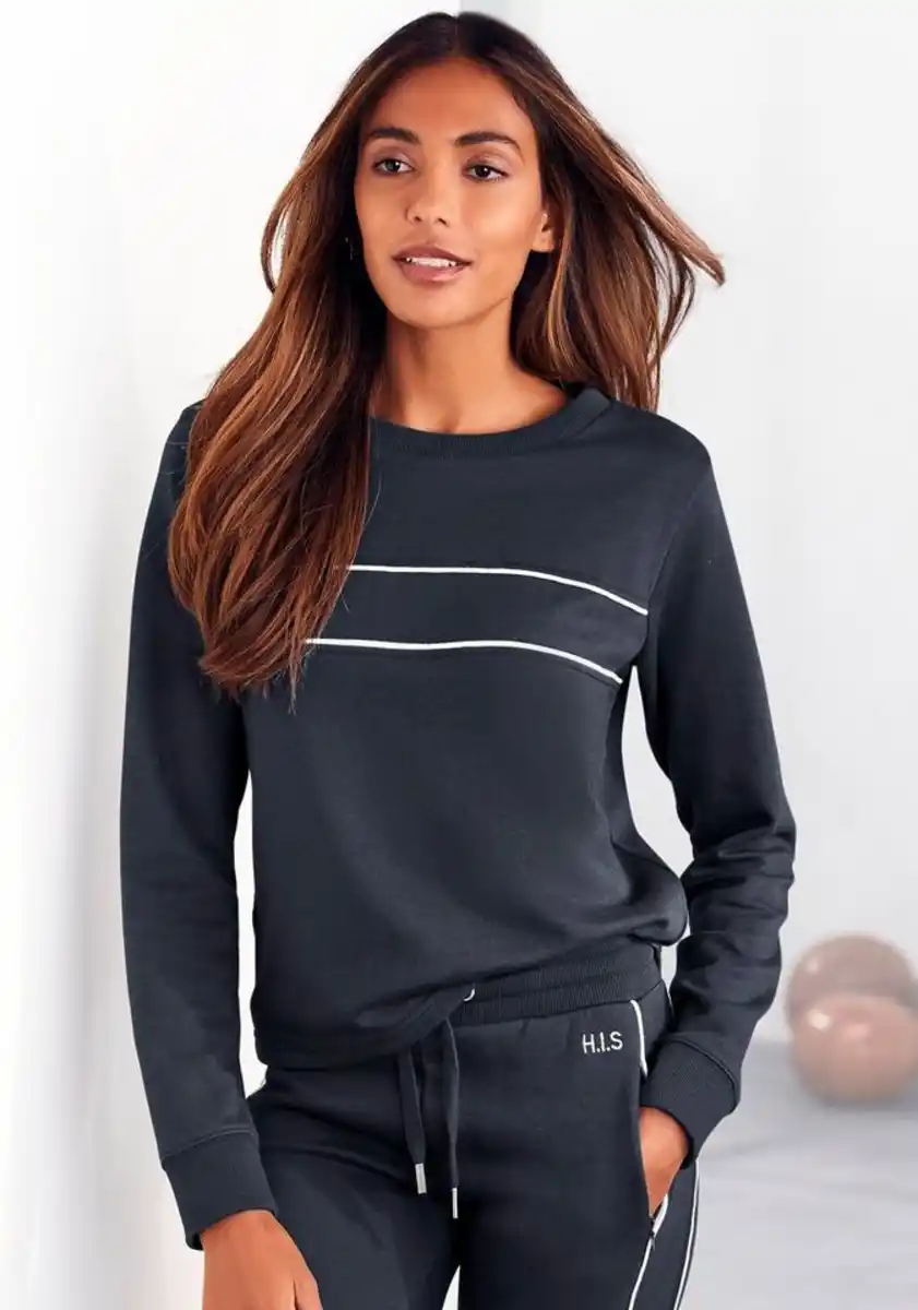 Bild 1 von H.I.S Sweatshirt mit Piping auf der Brust, Loungeanzug, Blau