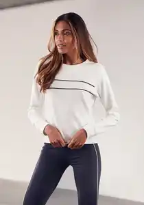 H.I.S Sweatshirt mit Piping auf der Brust, Loungeanzug, Weiß