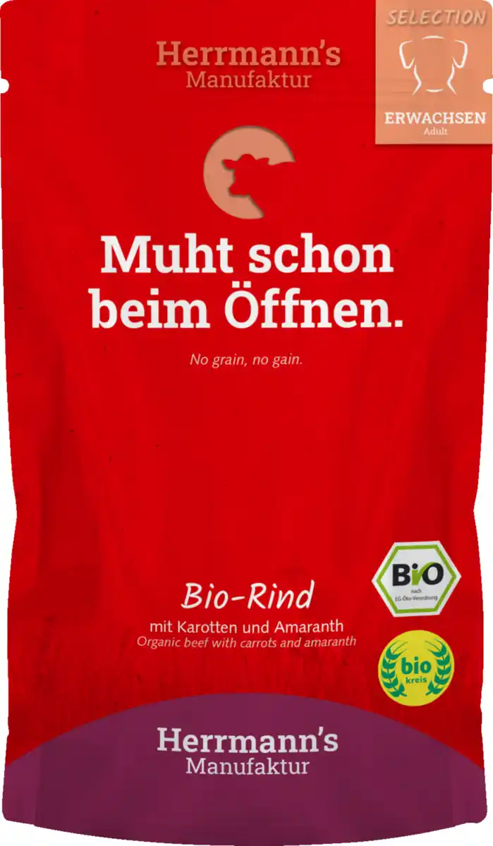 Bild 1 von Herrmann's Manufaktur Hundenassfutter Selection Adult Bio Rind mit Karotten und Amaranth, 150 g