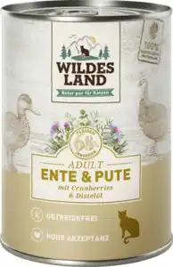 Wildes Land Katzen-Nassfutter - Ente und Pute mit Distelöl, 400 g