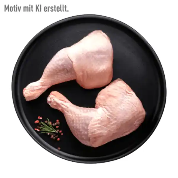 Bild 1 von MEINE METZGEREI Hähnchenschenkel mit Rückenstück 100g