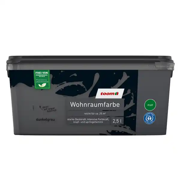 Bild 1 von toom Wohnraumfarbe dunkelgrau matt 2,5 l