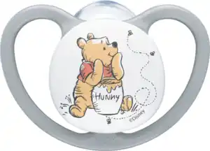 NUK Schnuller Space Disney Silikon, grau/weiß, Gr.1, 0-6 Monate, 2 St