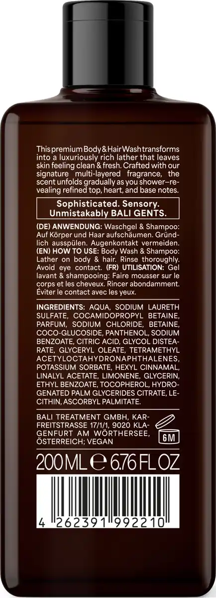 Bild 2 von Bali Gents 2in1 Body & Hair Tonka Oud, 200 ml