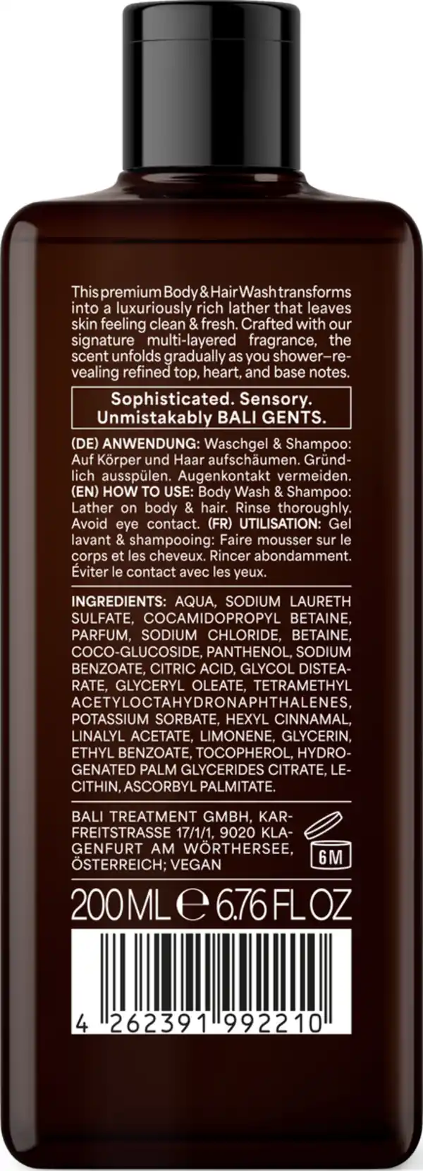 Bild 2 von Bali Gents 2in1 Body & Hair Tonka Oud, 200 ml