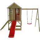 Bild 1 von Wendi Toys Holz-Stelzenhaus 'Alpaka' natur mit Rutsche, Schaukel und Sandkasten 290 x 350 x 242 cm