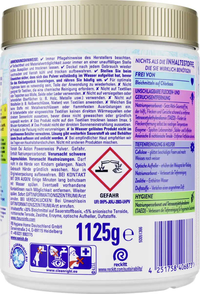 Bild 2 von Vanish Oxi Action Fleckenentferner Powerweiss, 1.125 g