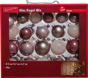 TrendLine Weihnachtskugeln aus Glas Ø 5/ 5,7/ 6,7 cm rosa 42 Stück