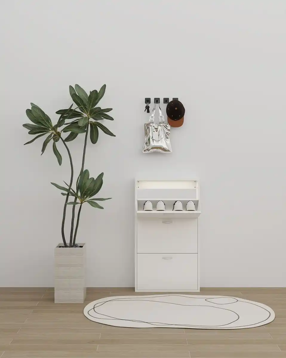 Bild 2 von Schuhschrank mit drei Schubladen, ca. 59 x 105 x 17 cm - Weiß