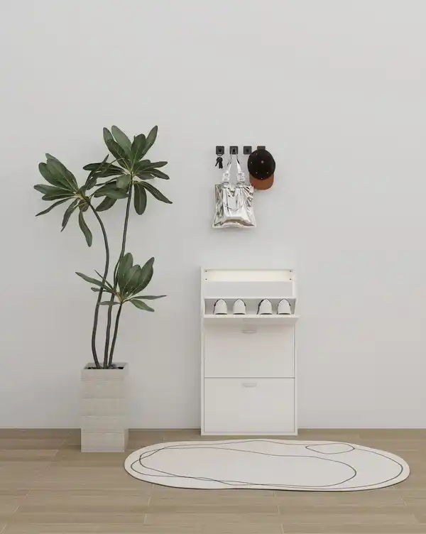 Bild 2 von Schuhschrank mit drei Schubladen, ca. 59 x 105 x 17 cm - Weiß