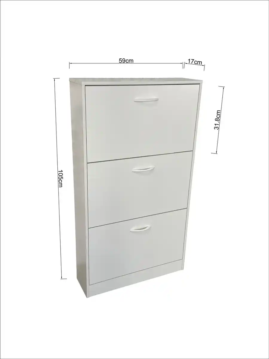 Bild 3 von Schuhschrank mit drei Schubladen, ca. 59 x 105 x 17 cm - Weiß