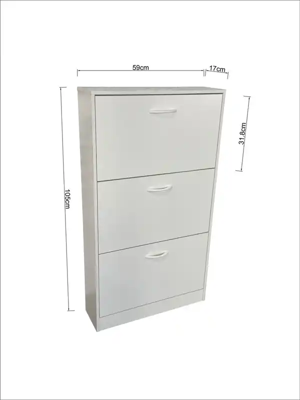 Bild 3 von Schuhschrank mit drei Schubladen, ca. 59 x 105 x 17 cm - Weiß