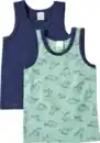Bild 1 von ALANA Unterhemden mit Dino-Muster, grün + blau, Gr. 98/104, 2 St