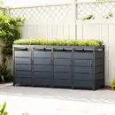 Bild 2 von Mülltonnenbox für 4 Mülltonnen mit Pflanzdach aus Edelstahl, ca. 260 x 80 x 124 cm - Anthrazit