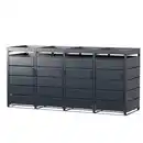 Bild 1 von Mülltonnenbox für 4 Mülltonnen mit Pflanzdach aus Edelstahl, ca. 260 x 80 x 124 cm - Anthrazit