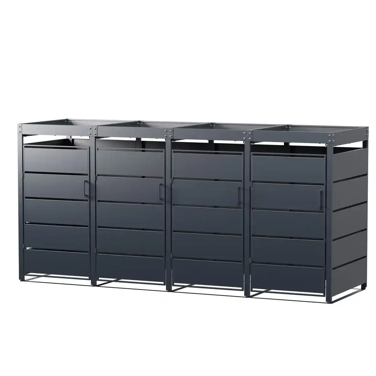 Bild 1 von Mülltonnenbox für 4 Mülltonnen mit Pflanzdach aus Edelstahl, ca. 260 x 80 x 124 cm - Anthrazit