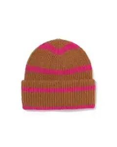 Kinder-Beanie gestreift taupe