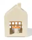 Bild 1 von Teelichthalter, 8,4 × 14,3 × 10 cm, Keramik, Haus, creme