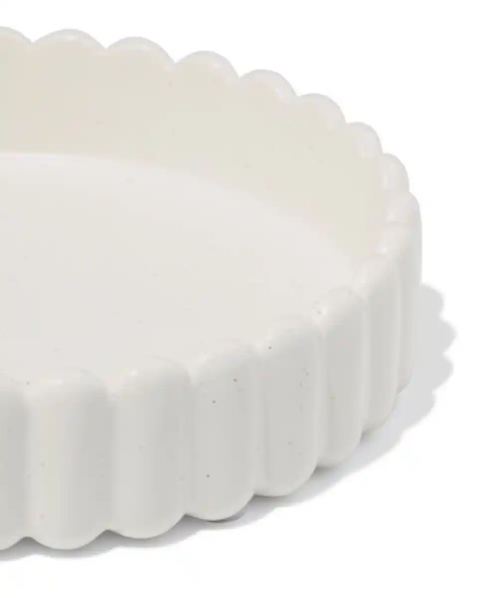 Bild 3 von Kerzenuntersetzer, ⌀20 cm, Keramik, gerippt, weiß