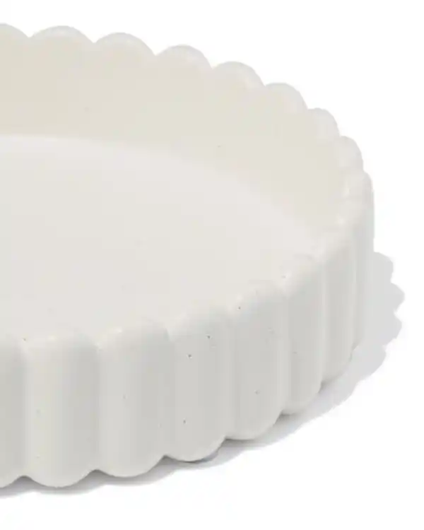 Bild 3 von Kerzenuntersetzer, ⌀20 cm, Keramik, gerippt, weiß