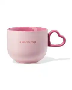 Becher, 480 ml, Keramik mit herzförmigem Henkel, lila