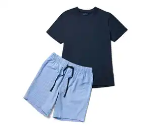 Shorty-Pyjama-Set mit gewebter Hose