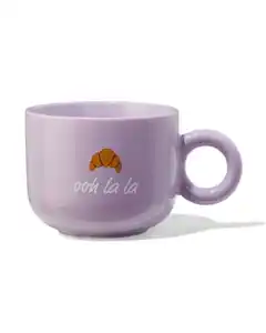 Tasse, 480 ml, Croissant, „Ooh la la“, lila