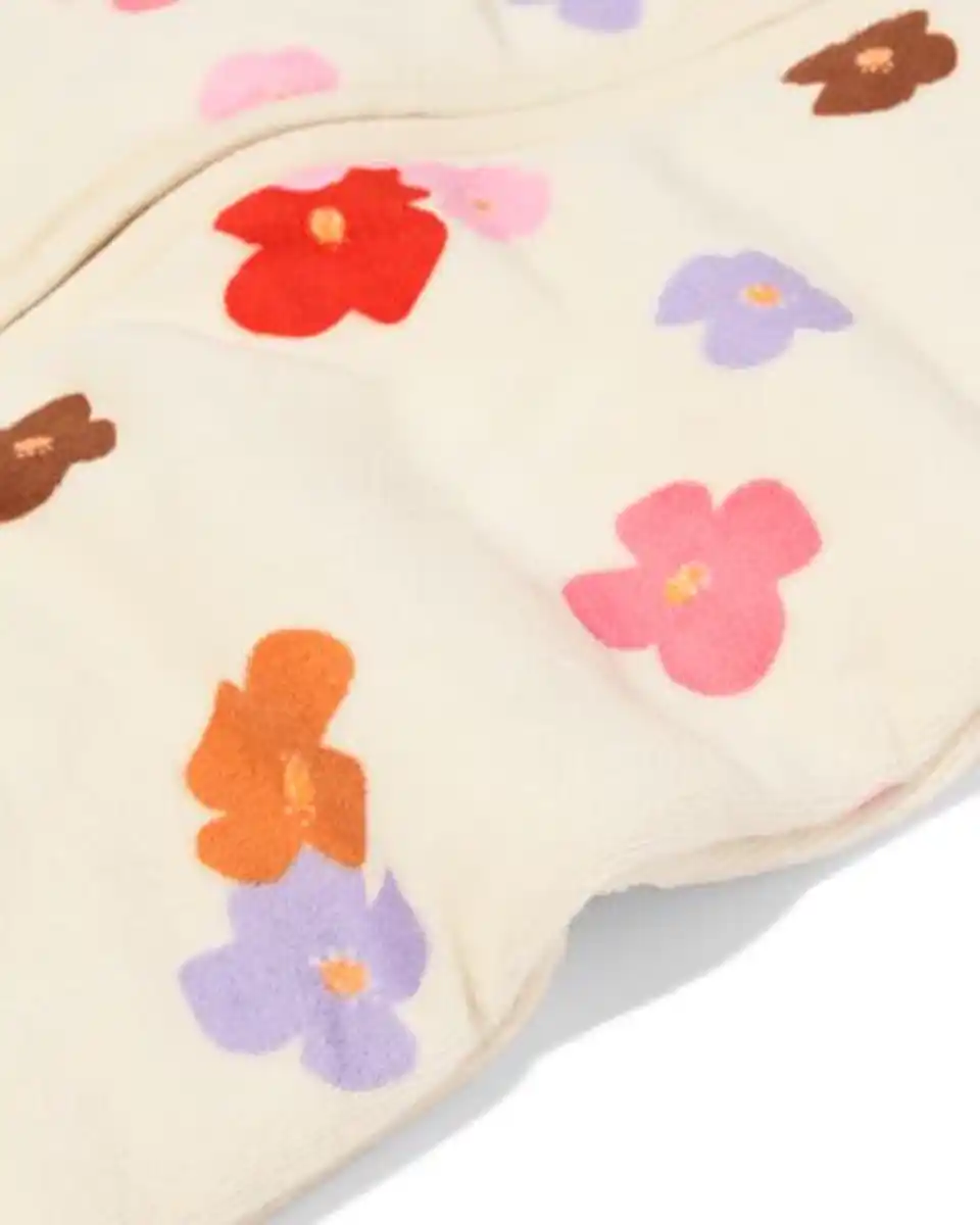 Bild 3 von Schlafsack mit abnehmbaren Ärmeln aus Samt, 3,0 TOG, Blumen eierschalenfarben