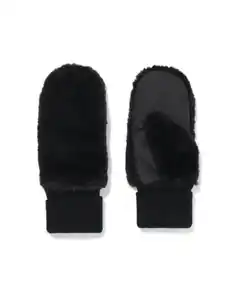Damenfäustlinge aus Kunstpelz, schwarz schwarz