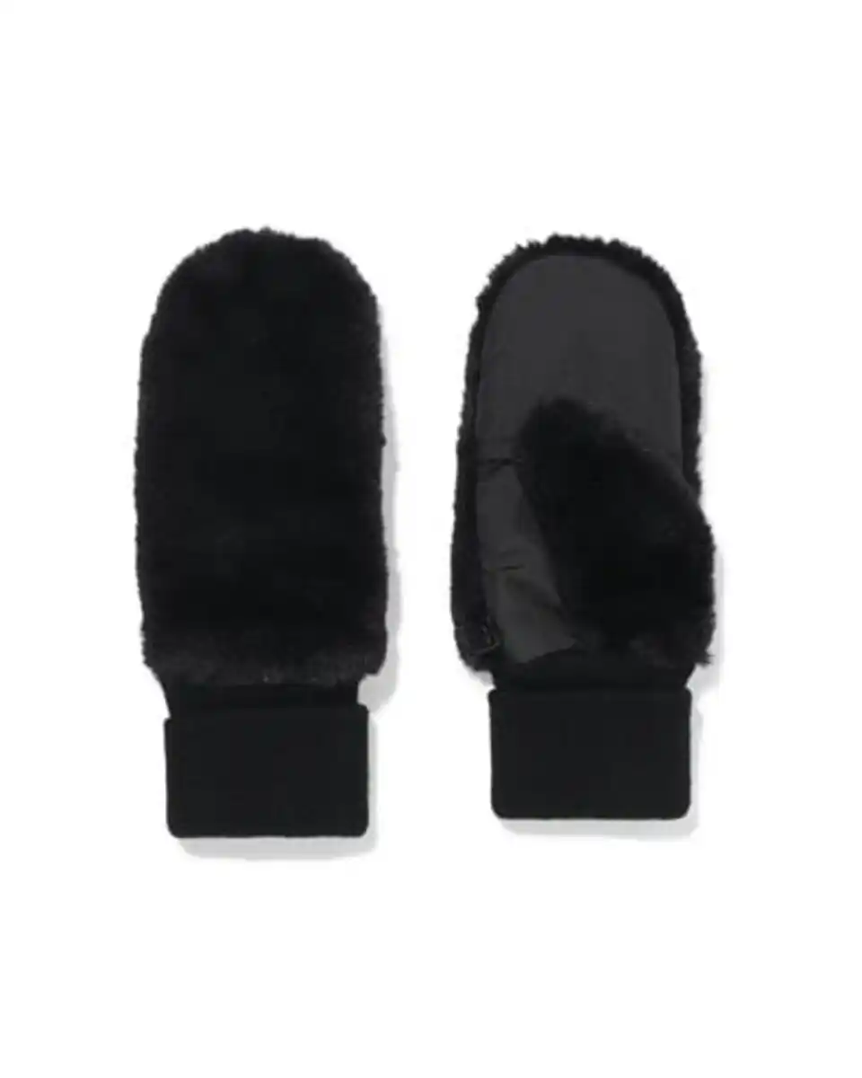 Bild 1 von Damenfäustlinge aus Kunstpelz, schwarz schwarz
