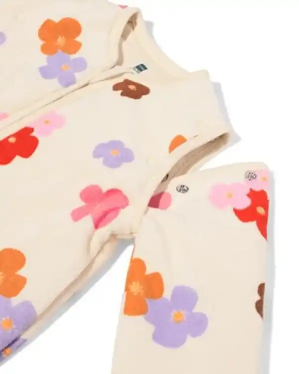 Bild 4 von Schlafsack mit abnehmbaren Ärmeln aus Samt, 3,0 TOG, Blumen eierschalenfarben