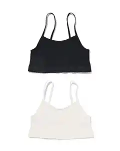 2er-Pack Kinder-Tops, nahtlos, gerippt weiß