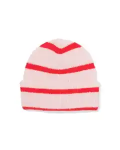 Kinder-Beanie gestreift, rot rosa