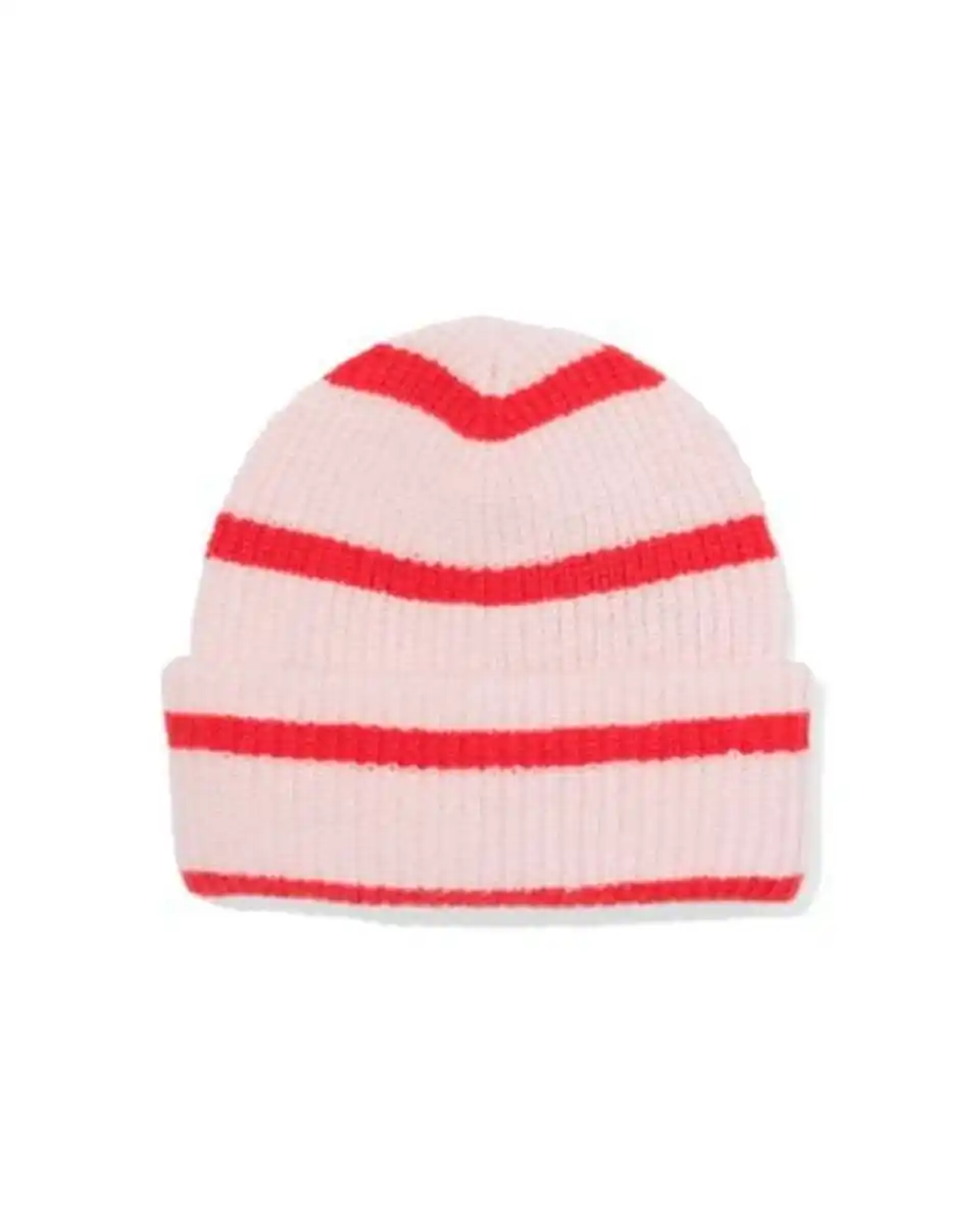 Bild 1 von Kinder-Beanie gestreift, rot rosa