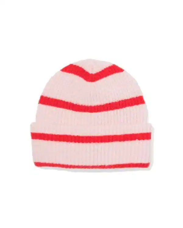 Bild 1 von Kinder-Beanie gestreift, rot rosa