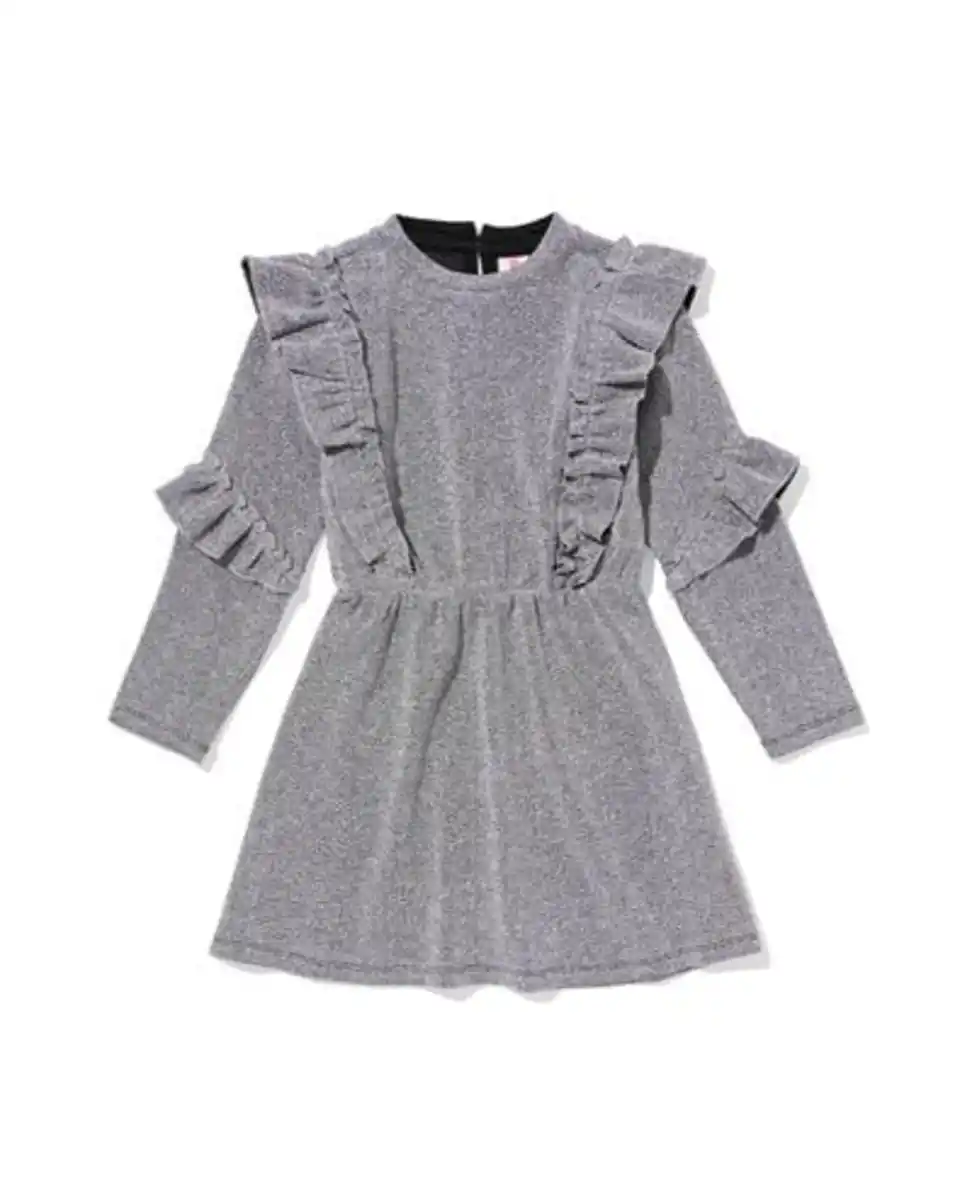 Bild 2 von Kinderkleid mit Rüschen und Glitzer silber