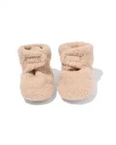 Newborn-Hausschuhe aus Teddystoff beige