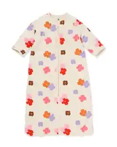 Schlafsack mit abnehmbaren Ärmeln aus Samt, 3,0 TOG, Blumen eierschalenfarben