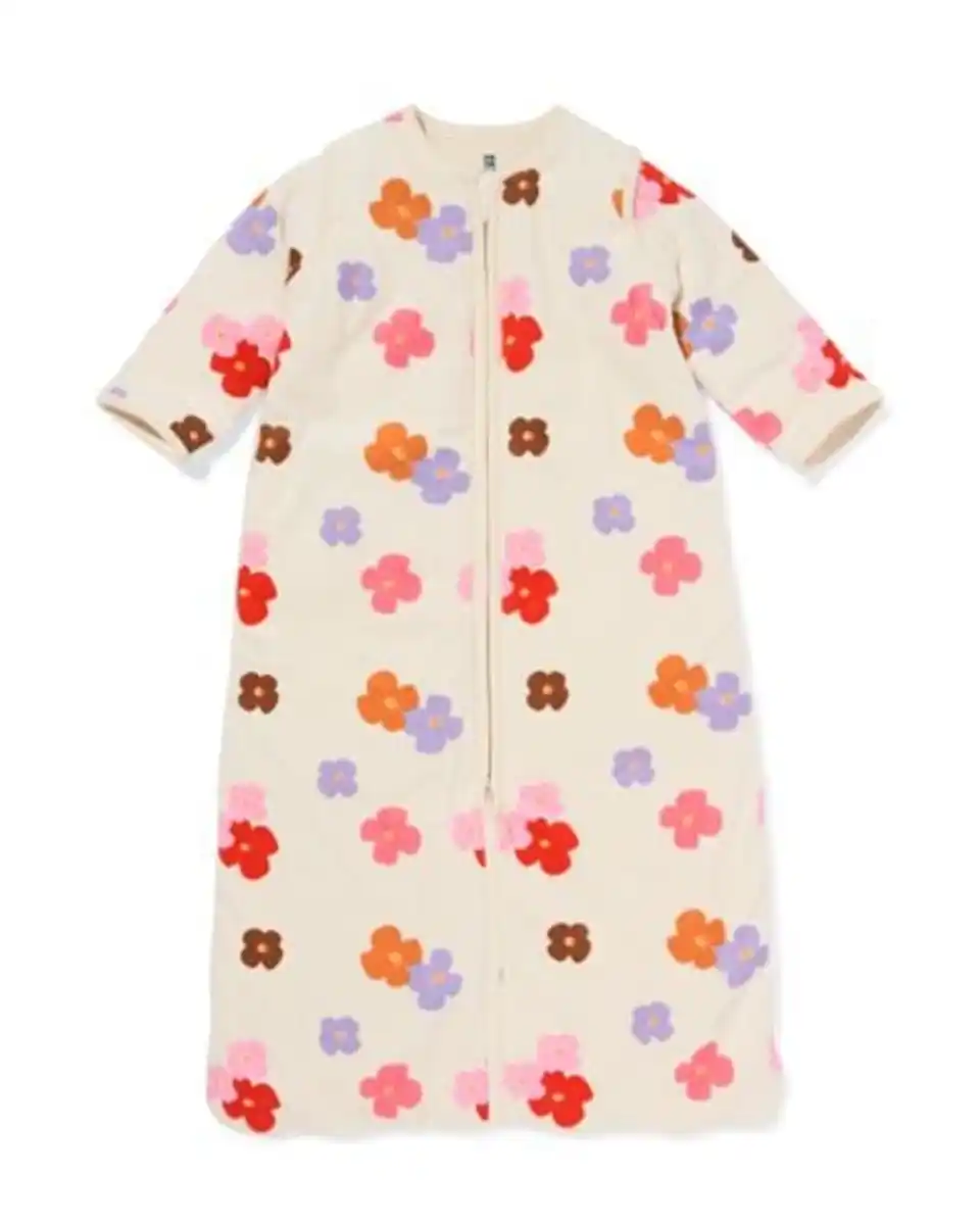 Bild 1 von Schlafsack mit abnehmbaren Ärmeln aus Samt, 3,0 TOG, Blumen eierschalenfarben