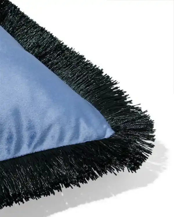 Bild 3 von Kissenbezug 50 × 50 cm Fransen Blau