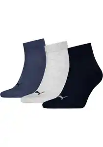 PUMA Kurzsocken PUMA UNISEX QUARTER PLAIN 3P (3-Paar, 3 Paar) Atmungsaktiv, Rippenbündchen, weiche Baumwollmischung